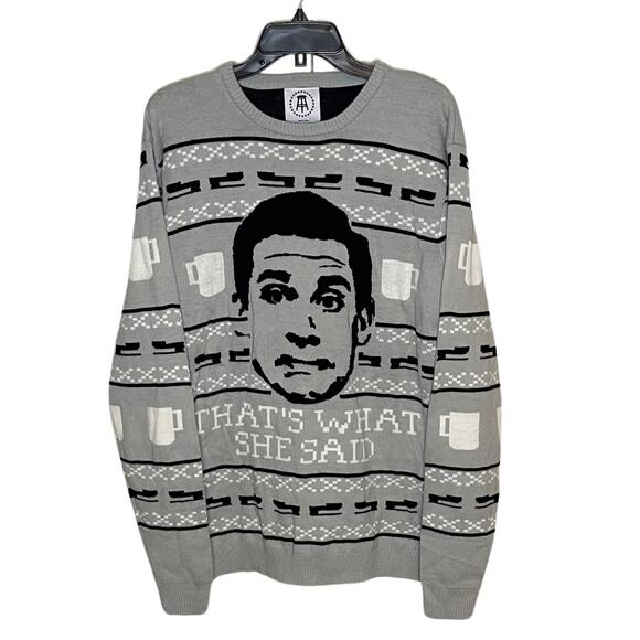 The Office Michael Scott Thats What She Said Funny Christmas Sweater Size Large - Picture 1 of 5